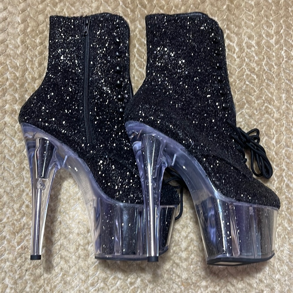 Today only-85 Brand NEW Pleaser dancer shoes. Beautiful Black heel with sparkles